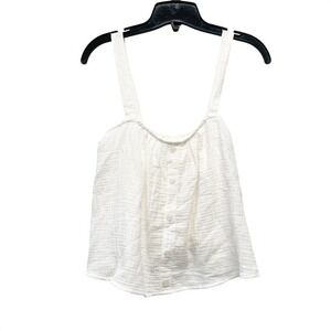 Colsie Women's White Textured Cotton Button Front Flowy Tank Top‎ Size M